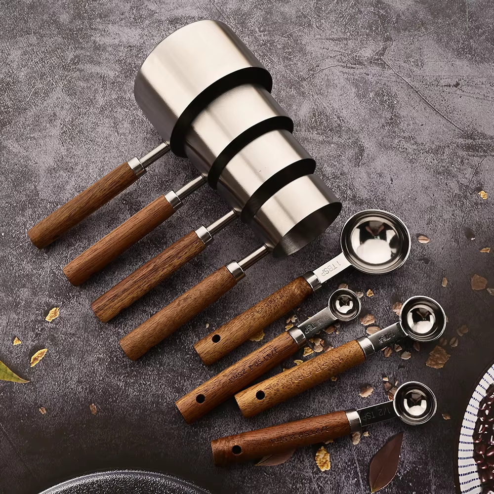 Kairo Measuring Cups & Spoons | Eikenhout & RVS, 8-delige set