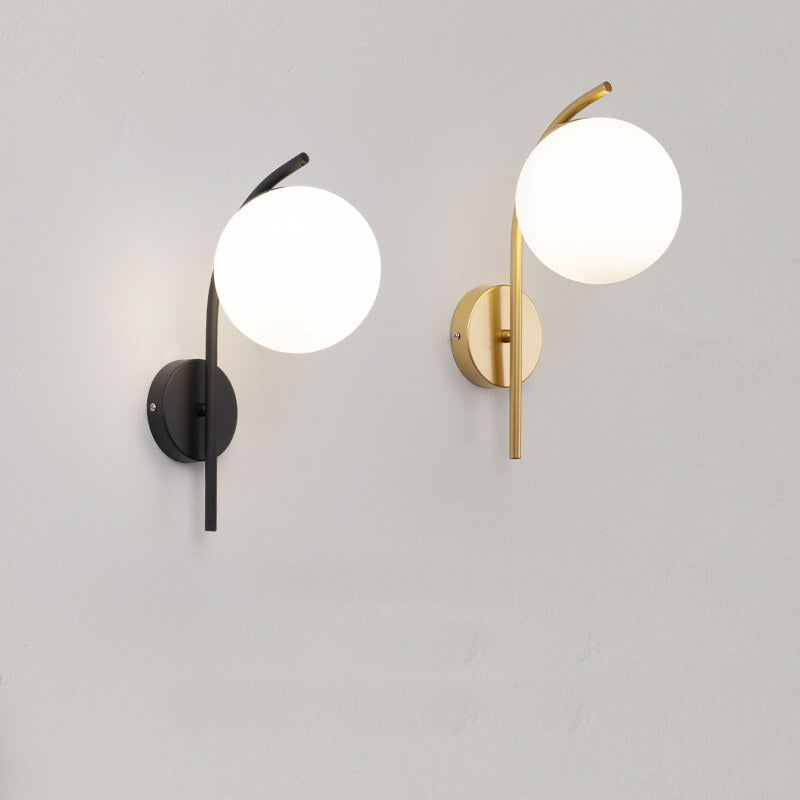 Nordic Arc Glass Globe Single-Light Wall Sconce