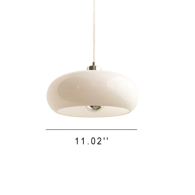 Retro White and Orange Glass Dome Single Pendant Light