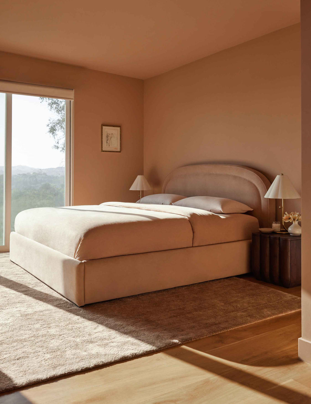 Nexus Platform Bed | Arched Headboard, Bespoke Upholstery