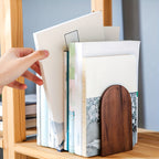 Black Walnut Wood Bookends – Heavy Duty, Non-Slip Book Holder for Shelves, Home & Office Decor