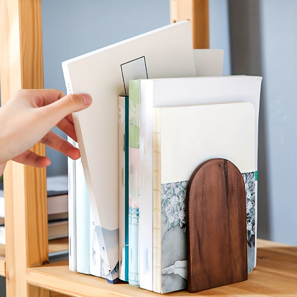 Black Walnut Wood Bookends – Heavy Duty, Non-Slip Book Holder for Shelves, Home & Office Decor