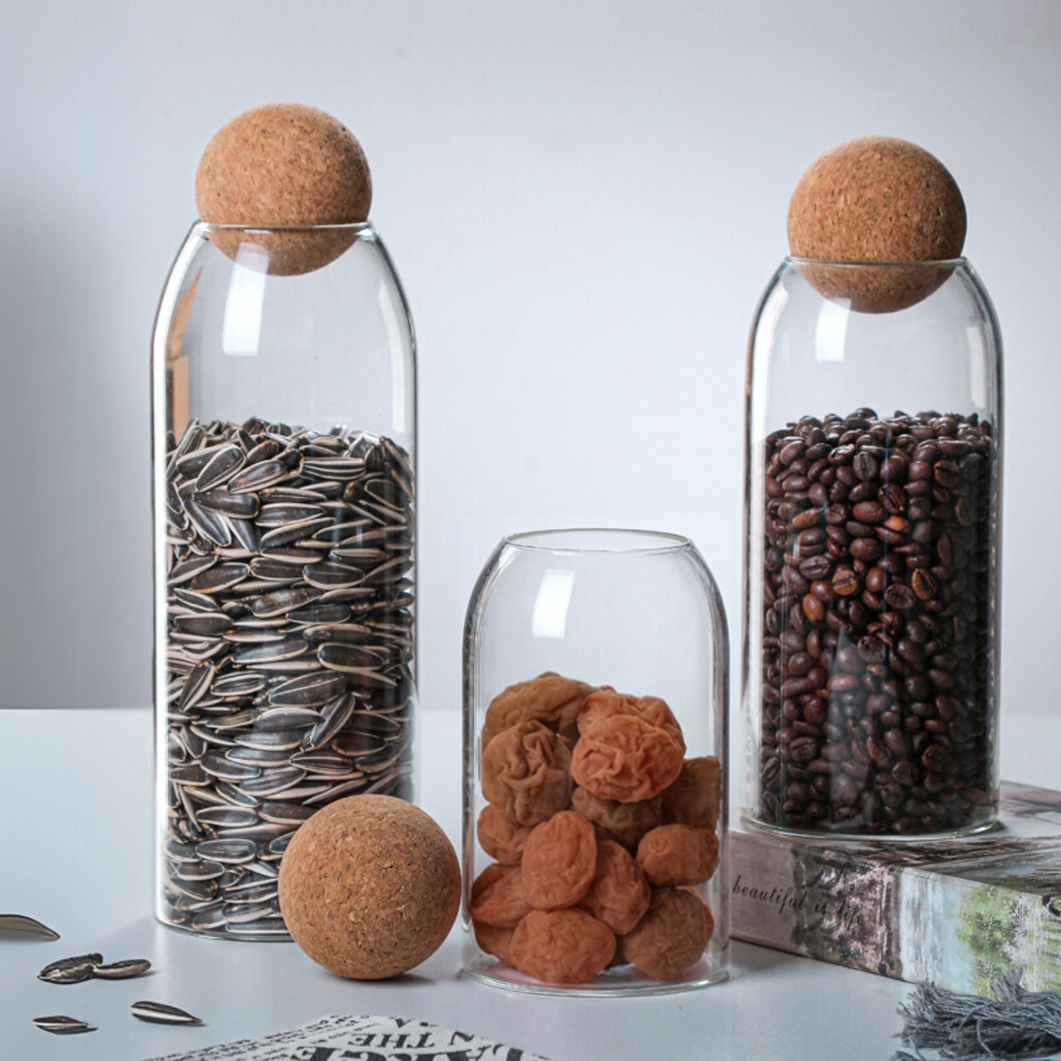 Bela Glass Container Set | Natural Cork Lids, 3 Sizes