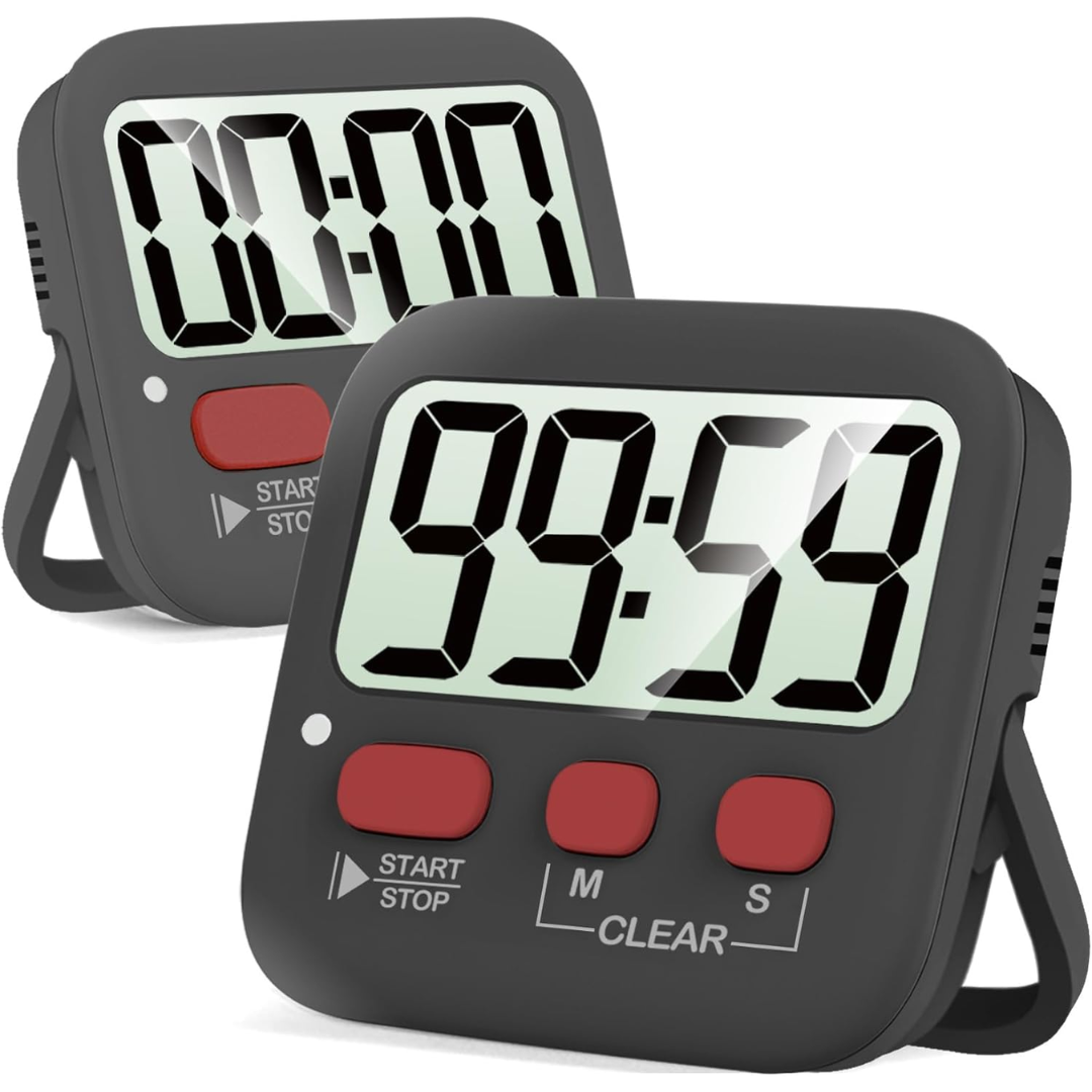 Kitchen Timer Digital Magnetic 2 Pack Countdown Stopwatch