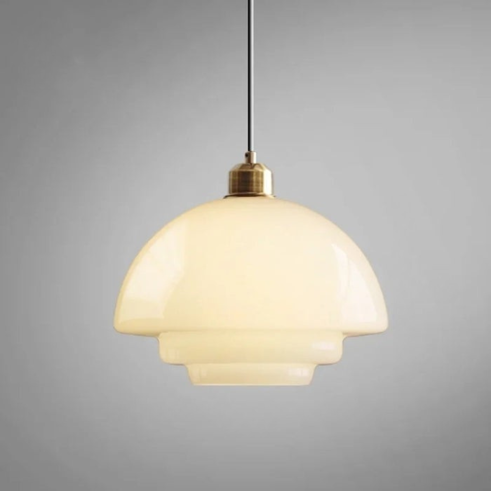 NordWeiß: Scandinavian Glass Pendant Light – Round Milk Glass Hanging Lamp for Dining Room & Living Room