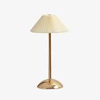 Modern Scandinavian Rechargeable Conic Pleated Table Lamp with 1 Light for Bedside