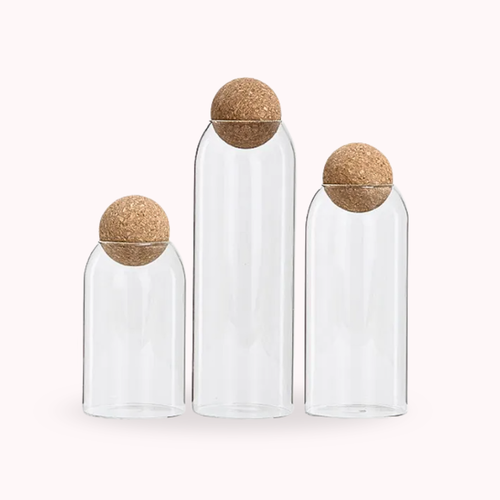Bela Glass Container Set | Natural Cork Lids, 3 Sizes
