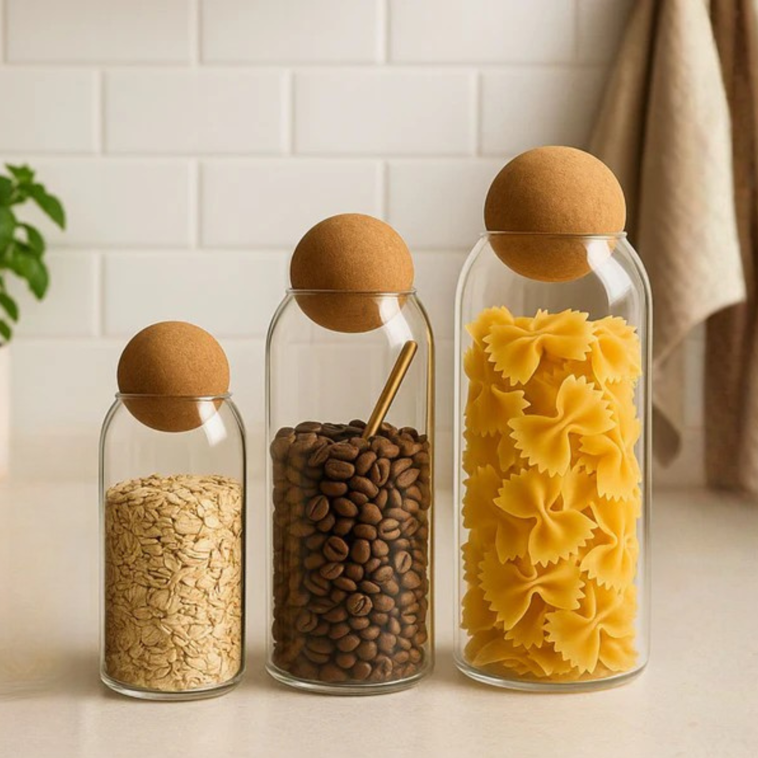 Bela Glass Container Set | Natural Cork Lids, 3 Sizes