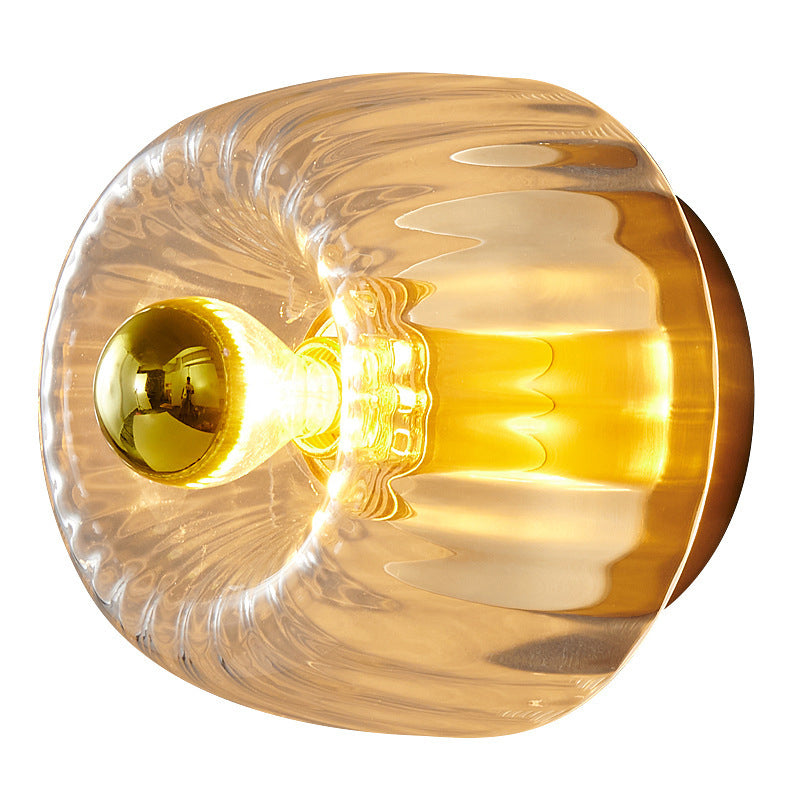 Contemporary Dual-Purpose 1-Light Flush Mount with Glass Sun Design and Full Copper Finish
