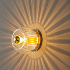 Contemporary Dual-Purpose 1-Light Flush Mount with Glass Sun Design and Full Copper Finish