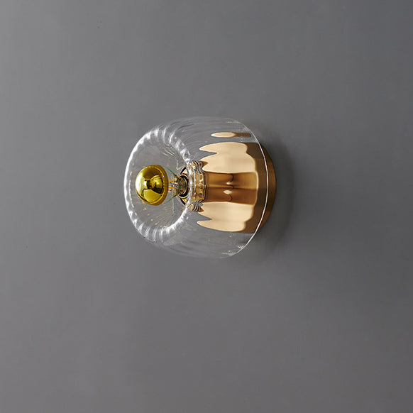 Contemporary Dual-Purpose 1-Light Flush Mount with Glass Sun Design and Full Copper Finish