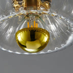 Contemporary Dual-Purpose 1-Light Flush Mount with Glass Sun Design and Full Copper Finish