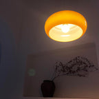 Retro White and Orange Glass Dome Single Pendant Light