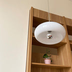 Retro White and Orange Glass Dome Single Pendant Light
