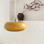 Retro White and Orange Glass Dome Single Pendant Light