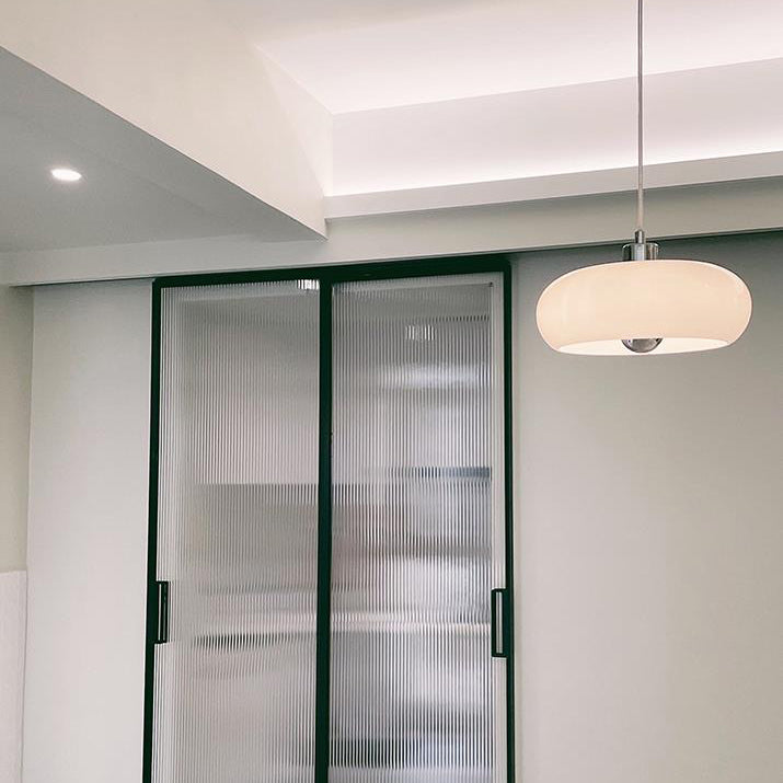 Retro White and Orange Glass Dome Single Pendant Light