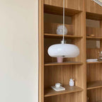 Retro White and Orange Glass Dome Single Pendant Light
