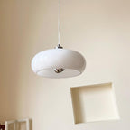 Retro White and Orange Glass Dome Single Pendant Light