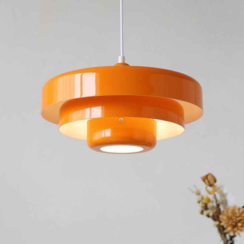 Vintage Nordic Multi-Layer Round Metal Pendant Light with Single Bulb