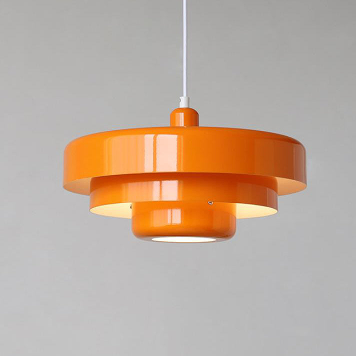 Vintage Nordic Multi-Layer Round Metal Pendant Light with Single Bulb