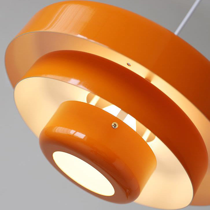 Vintage Nordic Multi-Layer Round Metal Pendant Light with Single Bulb