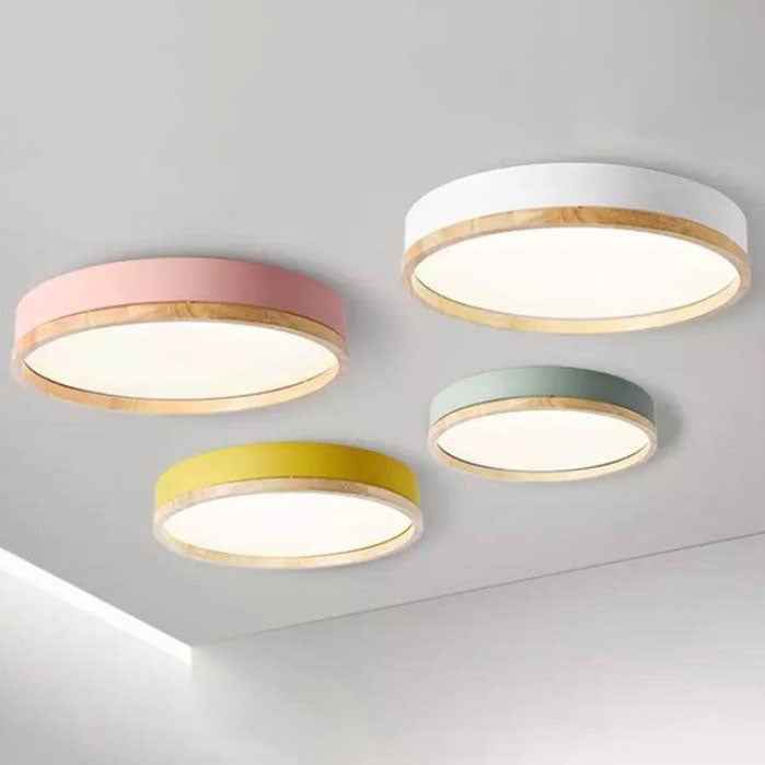Elegant Round Acrylic LED Flush Mount Ceiling Light - Macaron Style