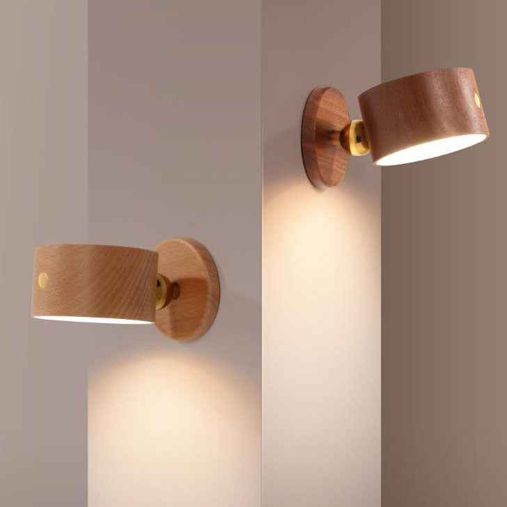 Minimalist Wooden USB Rechargeable Touch-Controlled Magnetic LED Wall Sconce Lamp