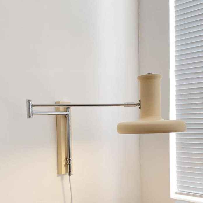 Beige Minimalist Nordic Swing Arm Wall Sconce Lamp - 1 Light