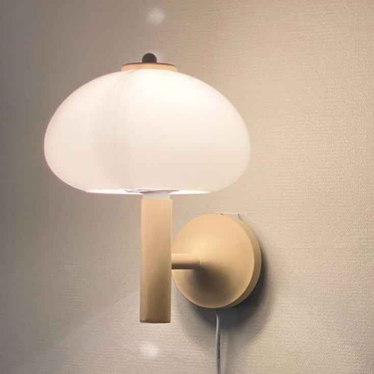 Nordic Vintage White Glass Dome Mushroom Wall Sconce Lamp with Single Light