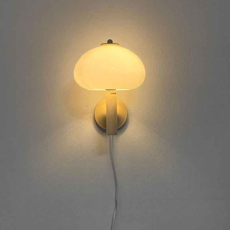 Nordic Vintage White Glass Dome Mushroom Wall Sconce Lamp with Single Light