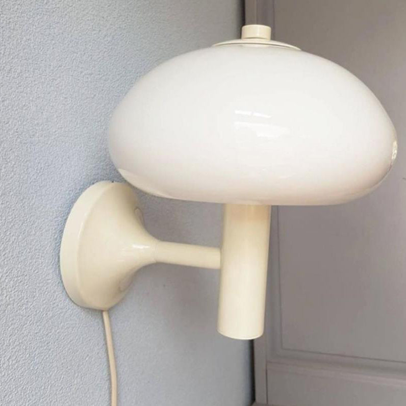 Nordic Vintage White Glass Dome Mushroom Wall Sconce Lamp with Single Light