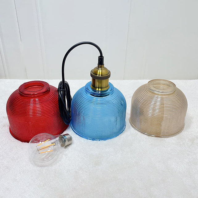 Retro Textured Lattice Glass Single Pendant Light
