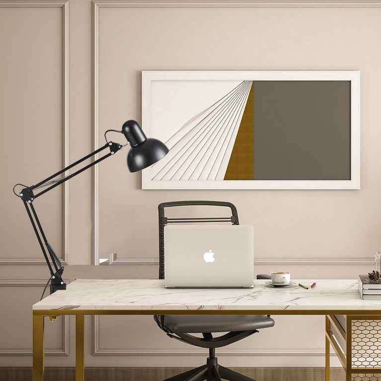 Contemporary Minimalist Retractable Long Arm Clip Table Lamp - 1-Light ABS Design for Bedroom