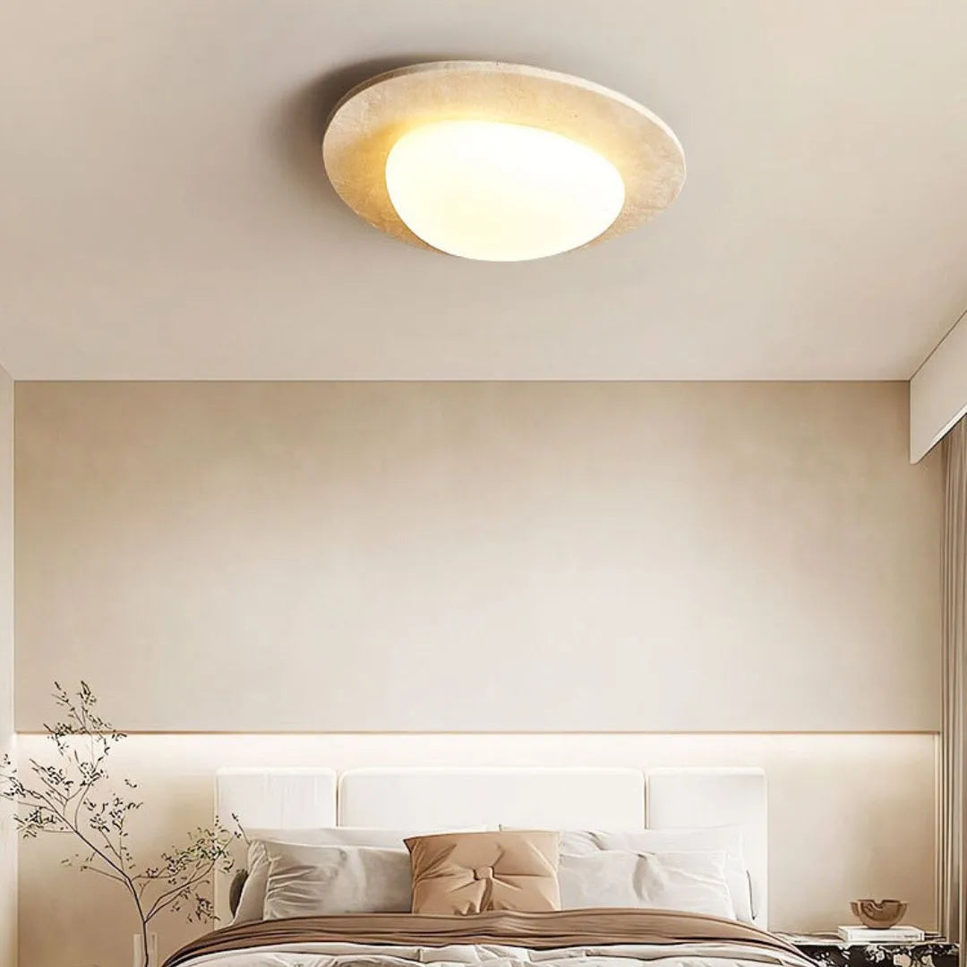 Calla - Cream Travertine LED Ceiling Lamp
