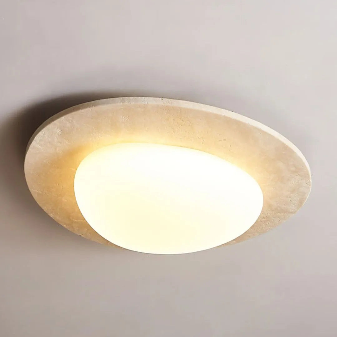 Calla - Cream Travertine LED Ceiling Lamp