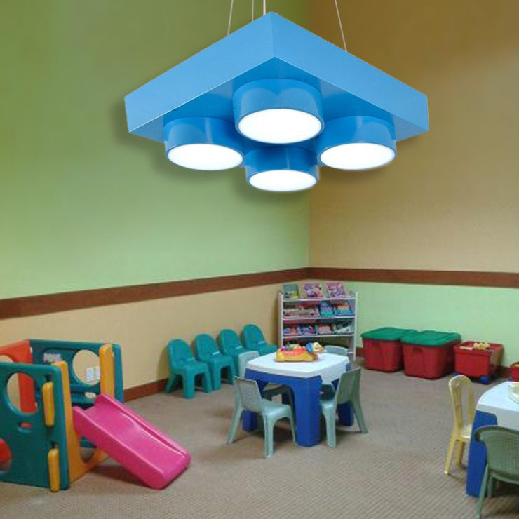 Modern Square Iron LED Flush Mount Ceiling Light for Bedroom - Creative Building Block Design