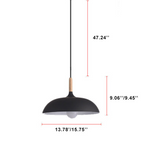 Contemporary Metal Pendant Light with Wooden Top - 1-Light Dome Design