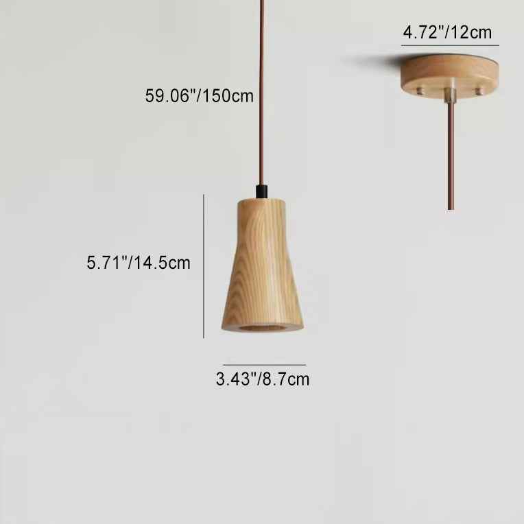 Minimalist Wooden Cylinder Small Pendant Light with Single Bulb