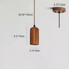 Minimalist Wooden Cylinder Small Pendant Light with Single Bulb