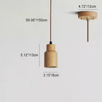 Minimalist Wooden Cylinder Small Pendant Light with Single Bulb