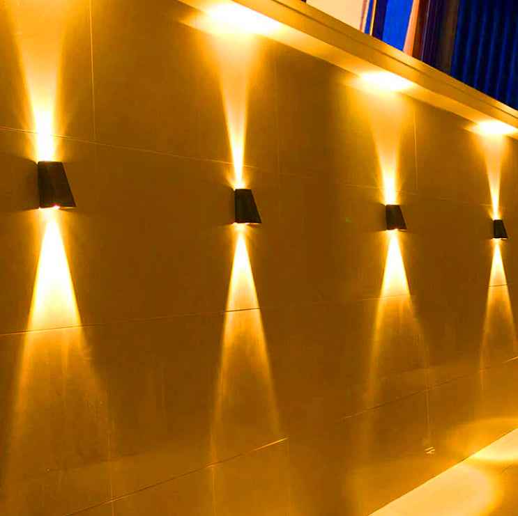 Elegant Solar-Powered Waterproof LED Wall Sconce - Up and Down Trapezoid Design for Outdoor Use