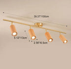 Nordic Minimalist Walnut Wood Linear Track LED Ceiling Light - Available in 1, 2, 3, or 4 Lights