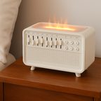 White Noise Machine USB Powered, Built-In Humidifier and Flame-Effect Light, ABS Housing