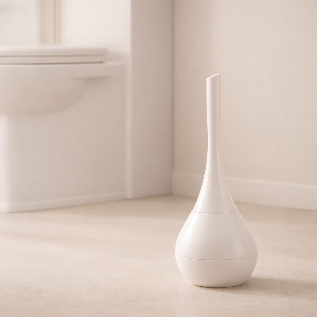 Toilet Brush Set Freestanding Slim Handle Closed Holder