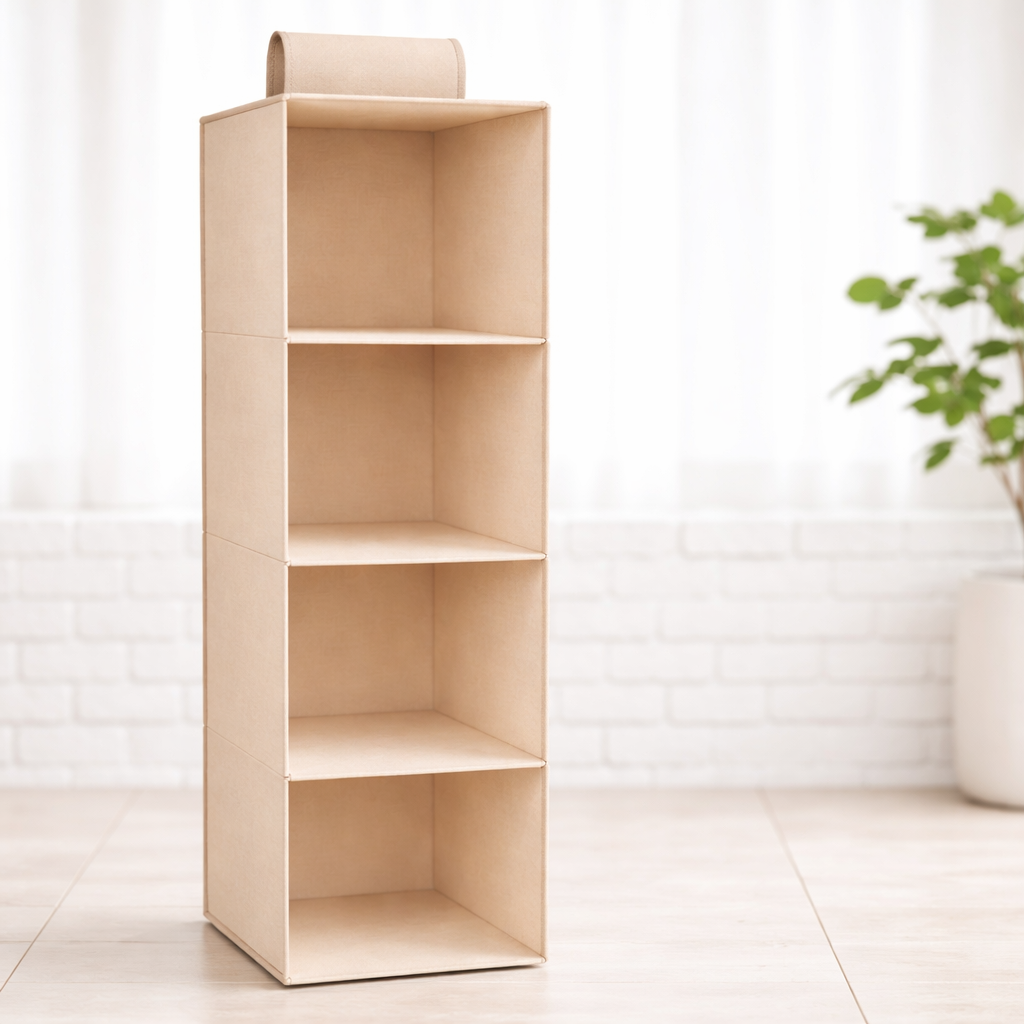 Closet Organizer Fabric Shelving Neutral Color Multiple Tier Options