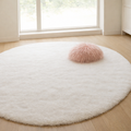 Round Floor Rug Silk Wool Blend Neutral Tones Textured Surface Multiple Sizes