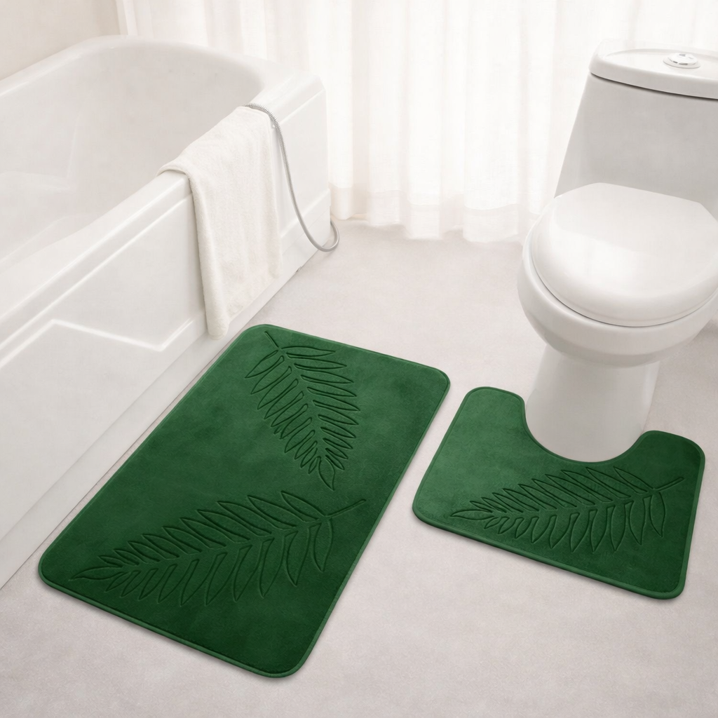 Bath Mat Set Memory Foam Velvet Non Slip 50.8x78.7 cm U Contour