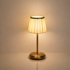 Table Lamp LED Cordless Rechargeable Dimmable Metal Cloth Shade 29.5 cm