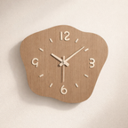 Wall Clock Wood Irregular Frame Quiet Movement Battery Powered Indoor