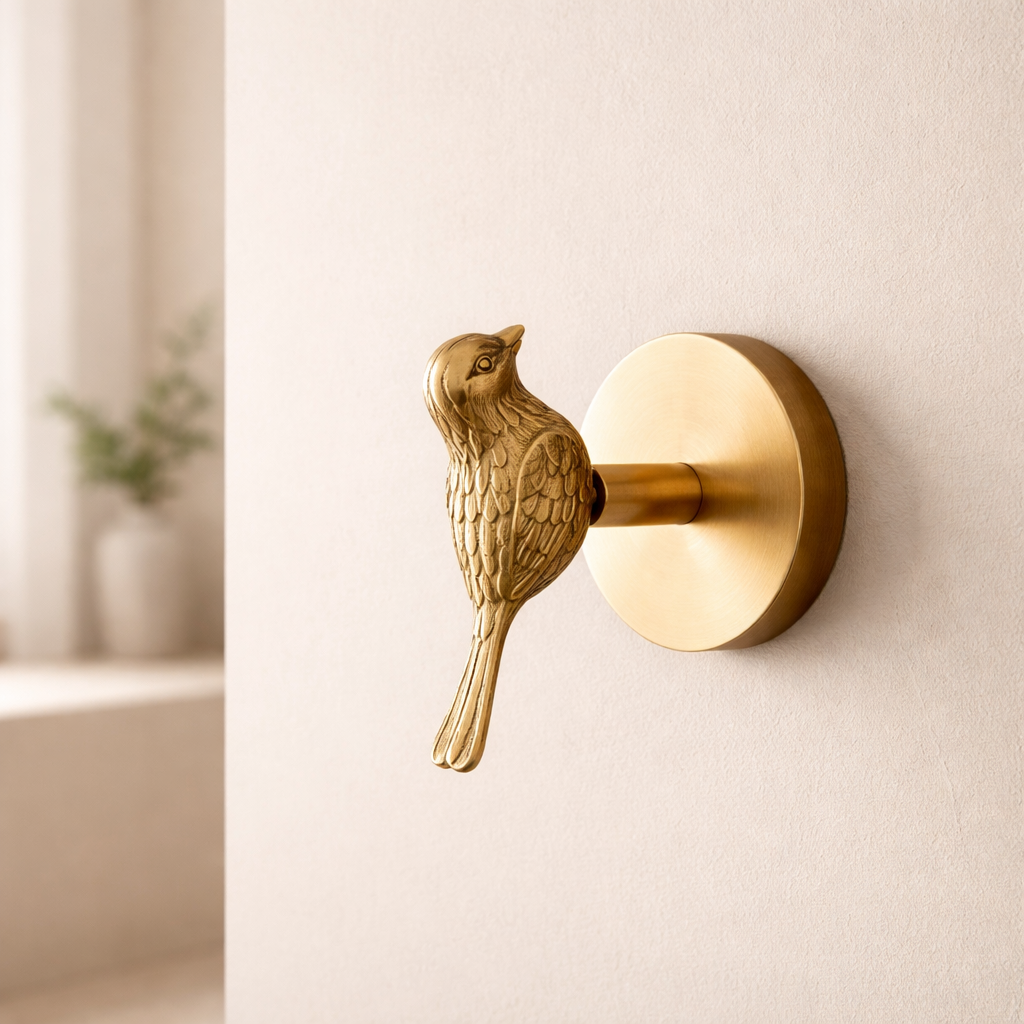 Coat Hook Wall Mounted Solid Copper Animal Head Gold Indoor Storage